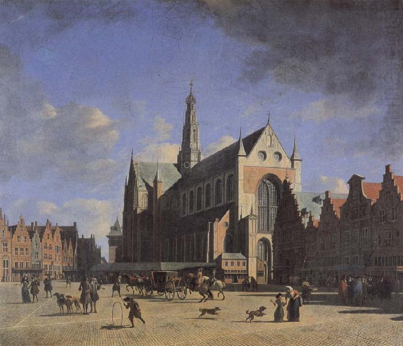 BERCKHEYDE, Gerrit Adriaensz. The Market Place and the Grote Kerk at Haarlem china oil painting image